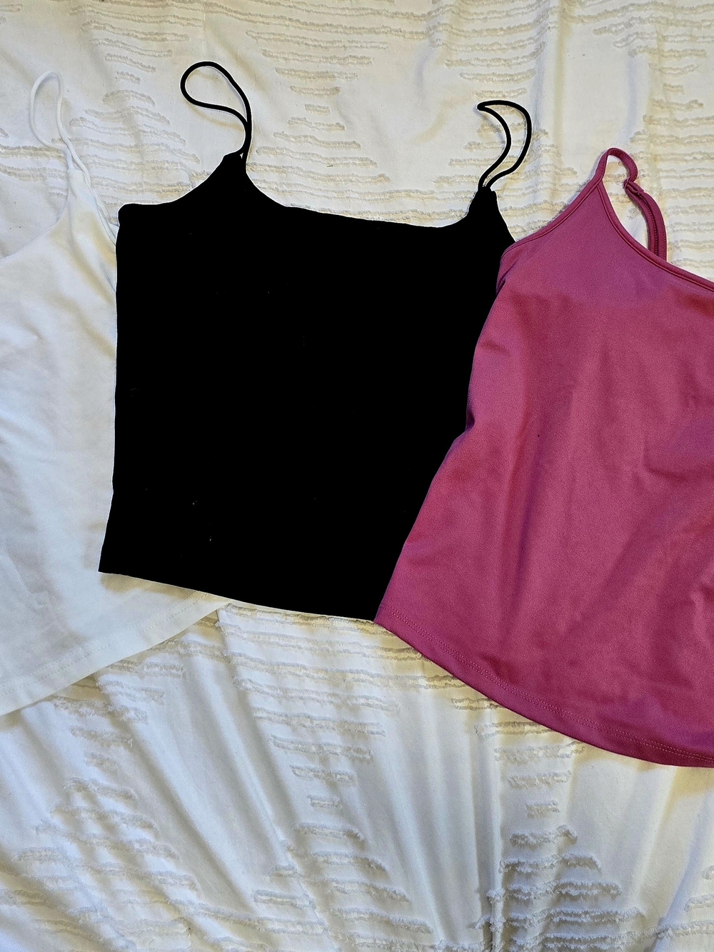 Bundle 3 Basic Tank Tops Size L White Black Burgundy SHEIN Wild Fable